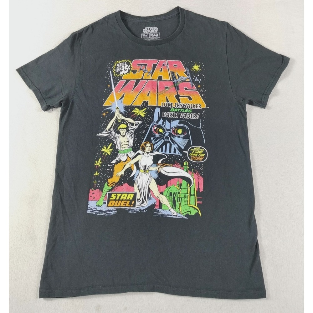 Mad Engine Star Wars Shirt Men Medium Black Luke Leia Darth Vader Comic Retro